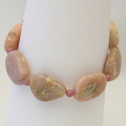 Pink Peruvian Opal & Rhodonite Bracelet