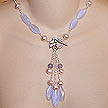 DKC ~ Chalcedony & Pink Grey Pearl Drop Necklace