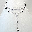 DKC ~ Black Onyx & Sterling Silver Chain Lariat Necklace