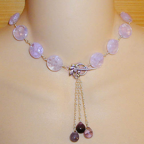 Lavender Quartz Necklace w/ Fluorite Drops