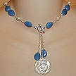DKC ~ MOP Flower Drop Necklace w/ Blue Quartz & Pearl