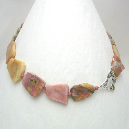 Pink Opal & Rhodonite Freeform Necklace