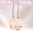 DKC ~ Mother Of Pearl Disks on Sterling Chain Earrings