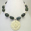 DKC ~ Ivory Bone Rose Necklace w/ Moss Agate & Pearl