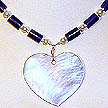 DKC ~ MOP Heart Necklace w/ Lapis Lazuli & Pearl