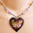 DKC ~ Painted Heart Necklace w/ Amazonite, Rose Quartz & Olive Jade