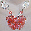 DKC ~ Cherry Quartz Butterfly Necklace w/ Cherry Quartz & Crystal Quartz