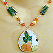 DKC ~ Ming Pottery Shard Necklace w/ African Jade, Carnelian & Pearl