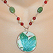 DKC ~ Ming Pottery Shard Necklace w/ Green Aventurine, Carnelian & Pearl