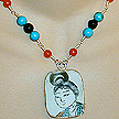 DKC ~ Ming Pottery Shard Necklace w/ Carnelian, Turquoise & Onyx