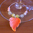 DKC ~ Coral Leaf Wine Charms w/ Olive Jade, New Jade, Coral & Bali Beads