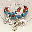 DKC ~ Southwestern Turquoise & Coral Wine Charms