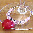 DKC ~ Ruby Jade Valentine Heart Wine Charms w/ Rose Quartz & Bali Beads