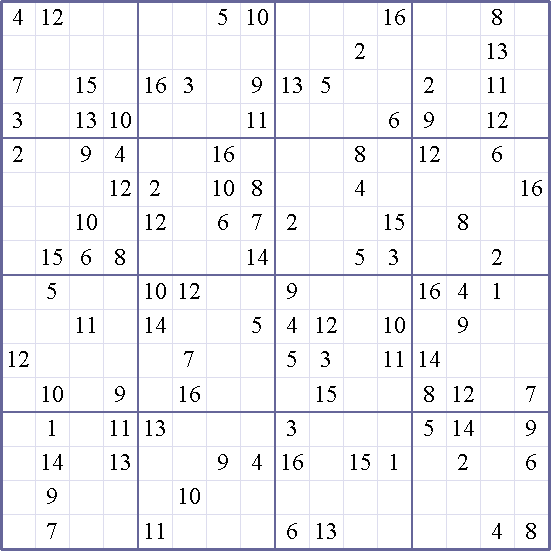Sudoku Weekly - Free Online Printable Sudoku Games! 16x16 crazy Puzzle
