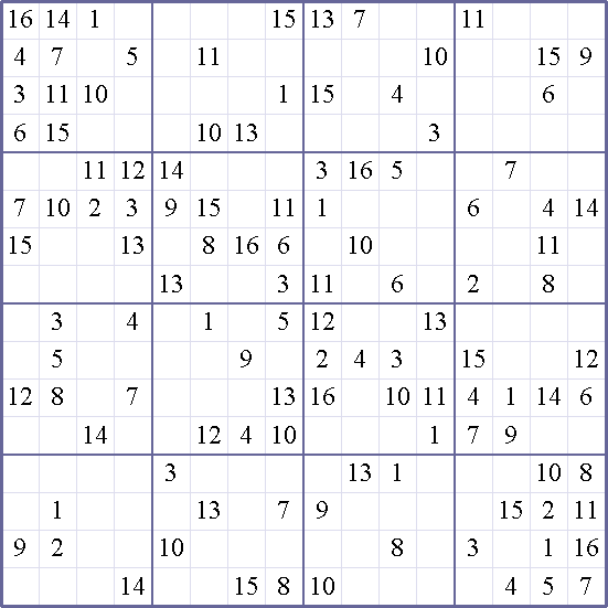 Sudoku Weekly Free Online Printable Sudoku Games 16x16 Hard Puzzle 