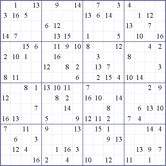 Sudoku Weekly Free Online Printable Sudoku Games 16x16 Hard Puzzle